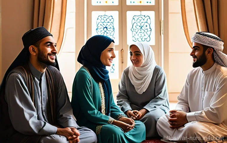 암 환자 간호 - **A Family's Spiritual Comfort and Unity:**
    A serene indoor scene in a traditional yet elegant A...