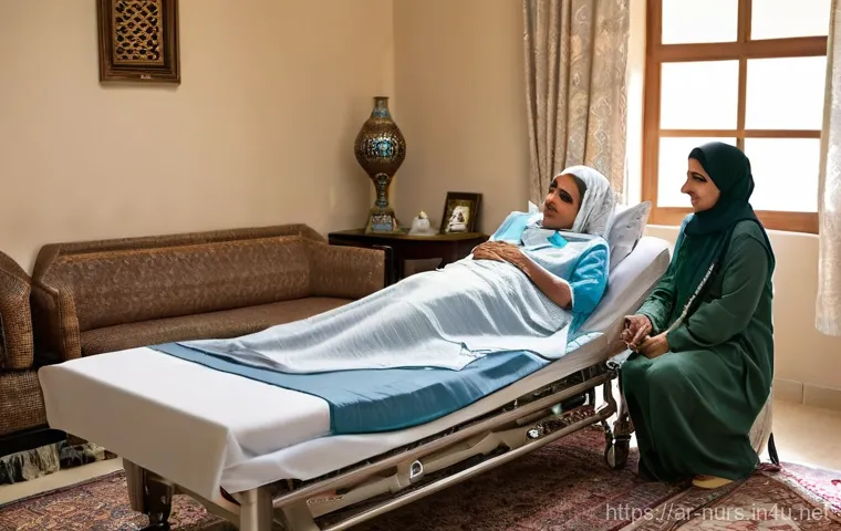 암 환자 간호 - **A Family's Spiritual Comfort and Unity:**
    A serene indoor scene in a traditional yet elegant A...