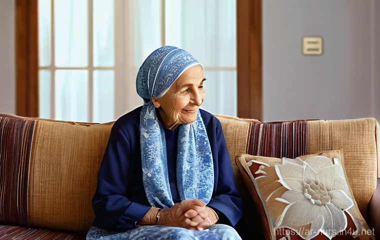 장기 요양 간호 - **Prompt 1: The Warmth of Home and Family Support**
    "A heartwarming scene of an elderly Arab wom...