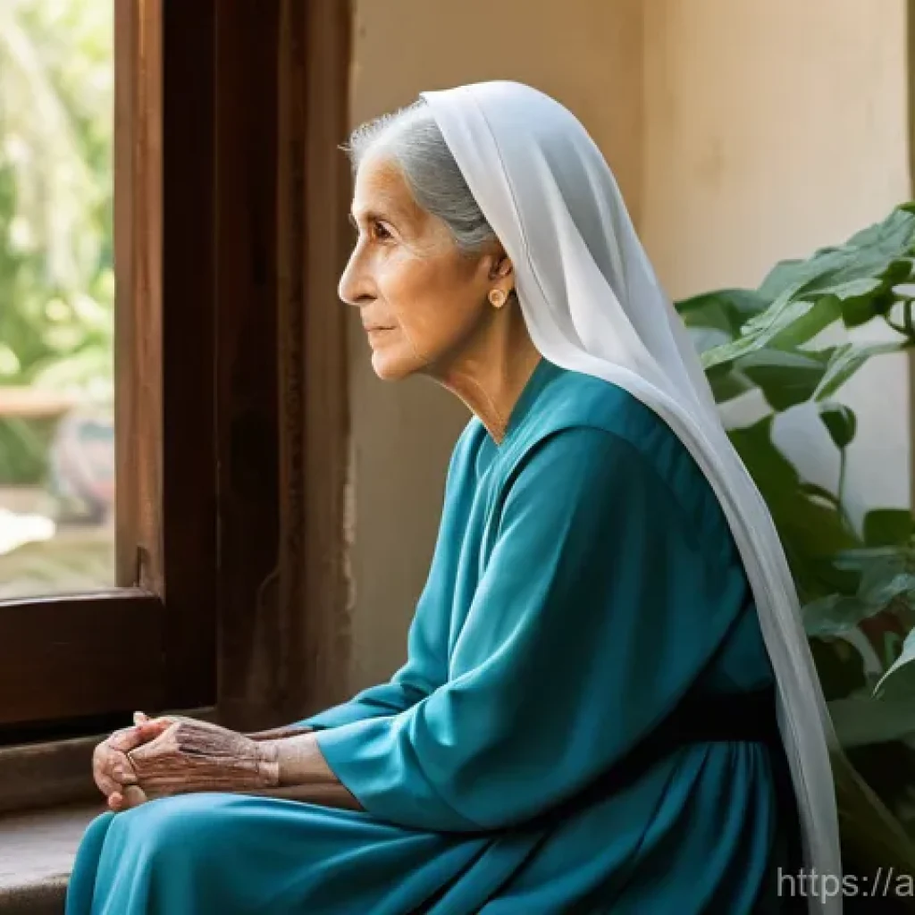 통증 관리 간호 - **Prompt 1: The Silent Burden of Chronic Pain**
    "A melancholic, elderly Arab woman, gracefully d...